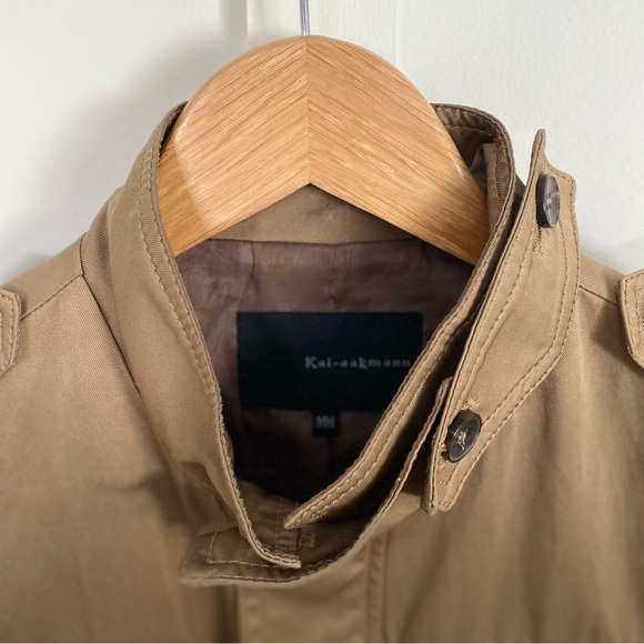 Brown Tan Military Style Zip-Up Coat Jacket - Picture 4 of 10